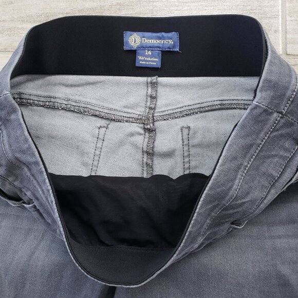 Democracy Pull On Jeans Women's Faded Grey Ab Solutions Shaping Waist 14 - Picture 6 of 9